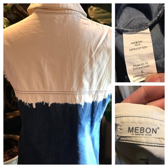 Abigale chambray bleach dip distressed button top - Picture 8 of 8